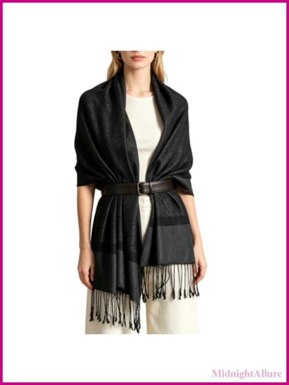 Paisley Pashmina Shawl Wrap Viscose Acrylic Reversible Fringe